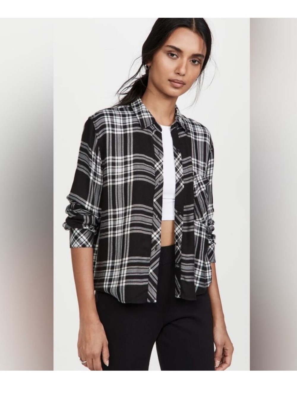 🖤 Rails Dylan Button Down Size Medium Rayon Black Sky Ivory